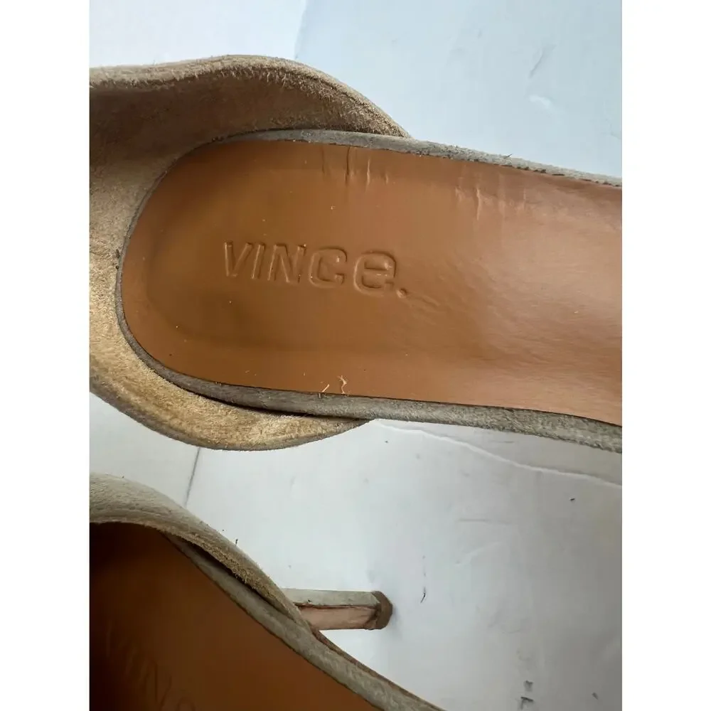VINCE Celeste Taupe Suede D' Orsay Pointy Toe Heel Pump Shoes Size 8.5M - Picture 6 of 10